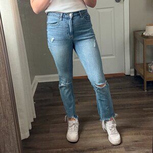 High-Waisted Step-Hem Straight-Leg Jeans Size 5